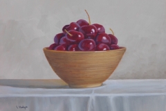 Cherries in Brown Pottery Bowl