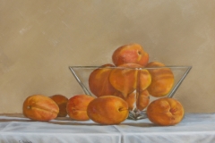 Apricots in glass dish