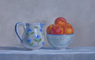 Apricots in Small Bowl With Patterned Jug Christine Hodges